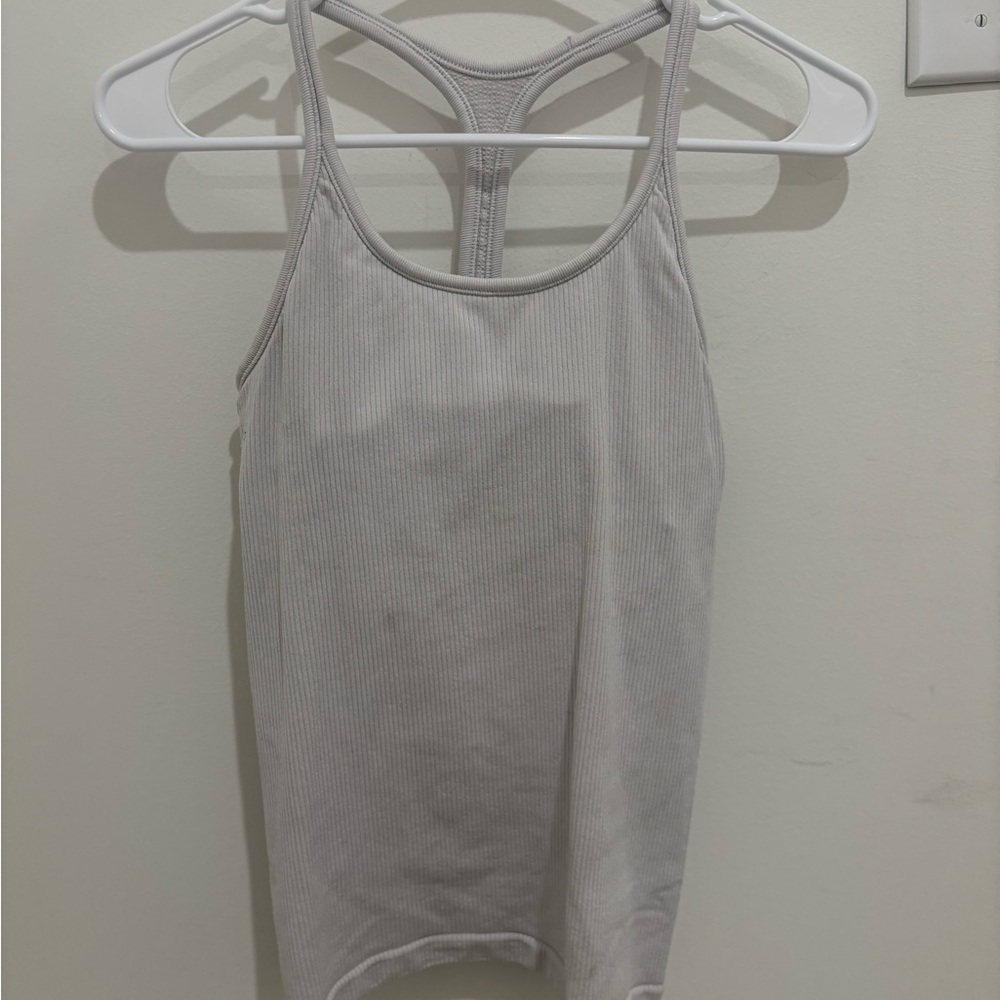 Athleta White Ribbed Tank Top
